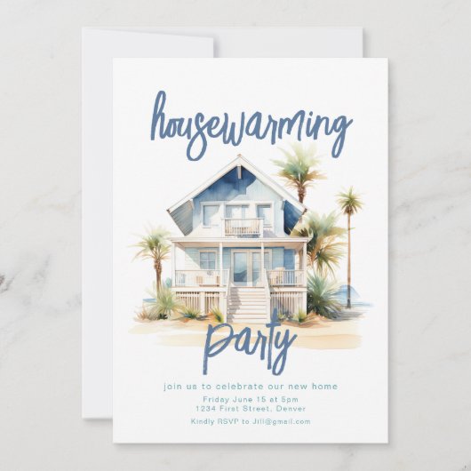 Beach Housewarming Party Uitnodigen Kaart (Voorkant)