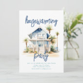 Beach Housewarming Party Uitnodigen Kaart (Staand voorkant)