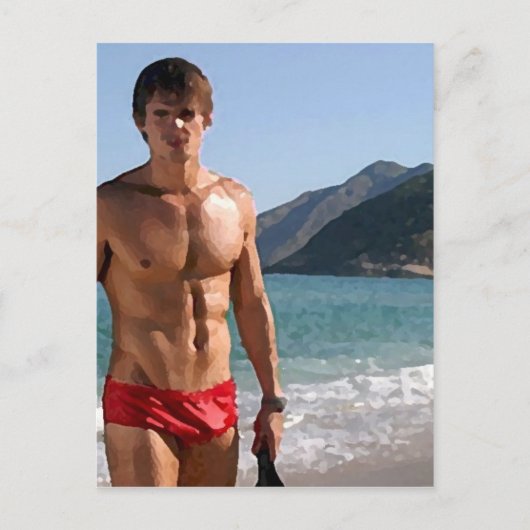 Beach Hunk Briefkaart (Voorkant)