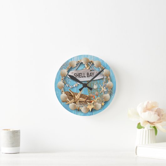 Beach Hut/Beach House Clock, Shell Bay Ronde Klok (Huis)