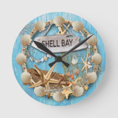 Beach Hut/Beach House Clock, Shell Bay Ronde Klok (Voorkant)