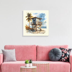 Beach Hut - Beach Hut Illustratie Canvas Afdruk