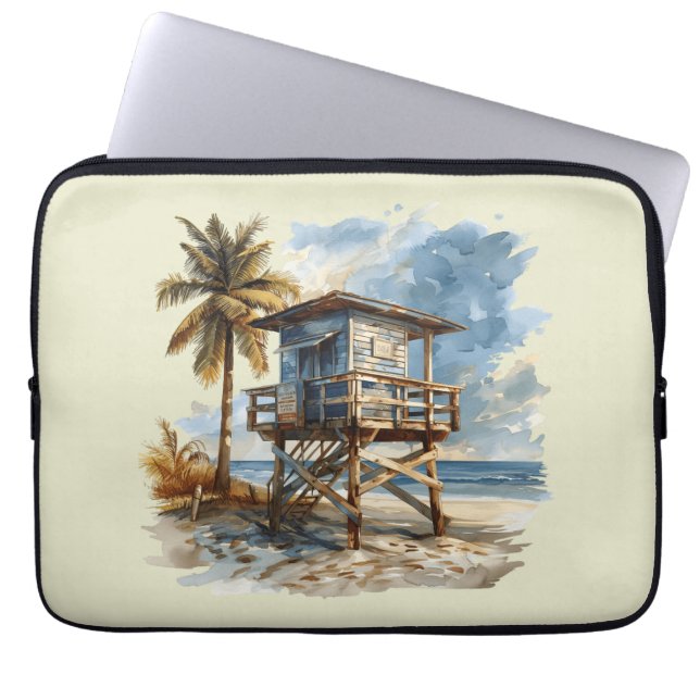 Beach Hut - Beach Hut Illustratie Laptop Sleeve (Voorkant)