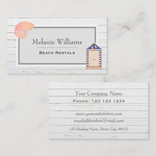 Beach Hut Boardwalk Beach Rentals Visitekaartje (Voorkant / Achterkant)