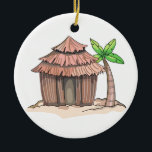 Beach Hut Keramisch Ornament<br><div class="desc">Tropisch eiland strandhut</div>