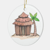 Beach Hut Keramisch Ornament (Links)