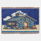 Beach Hut KNIT AFBEELDING Deken (Voorkant)