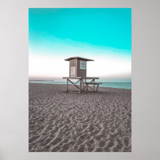 Beach Hut Ocean Beach Palm Photography Poster (Voorkant)