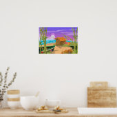 "Beach Hut on moonlit strand" "strandhut" "cartoon Poster (Keuken)