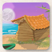 Beach Hut op het strand van Moonlit Bier Onderzetter (Voorkant)