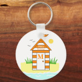 Beach Hut Oranje Key Ring Sleutelhanger (Voorkant)
