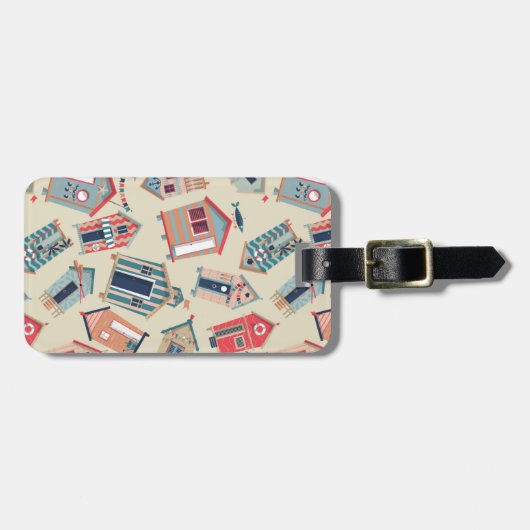 Beach Hut Pattern Bagagelabel (Voorkant horizontaal)