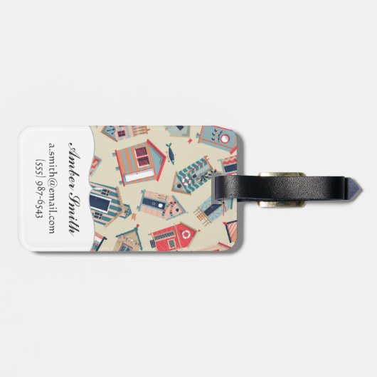 Beach Hut Pattern Bagagelabel (Achterkant horizontaal)