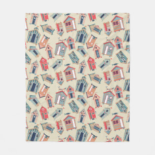 Beach Hut Pattern Fleece Deken