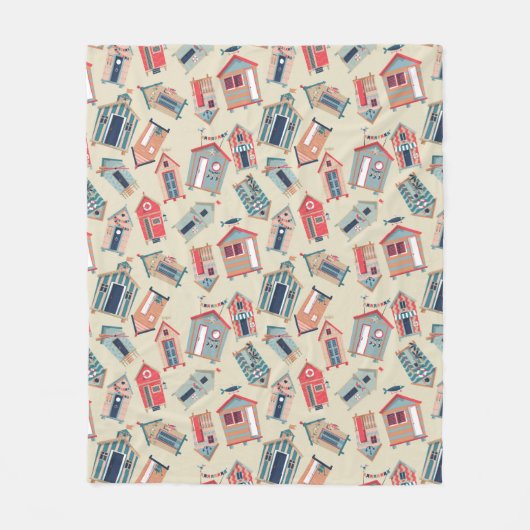 Beach Hut Pattern Fleece Deken (Voorkant)