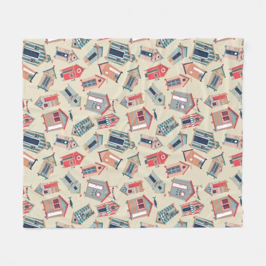 Beach Hut Pattern Fleece Deken (Voorkant (Horizontaal))