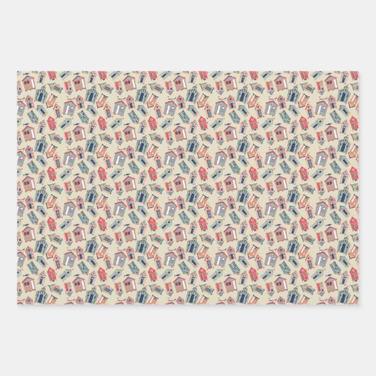 Beach Hut Pattern Inpakpapier Vel (Voorkant 2)
