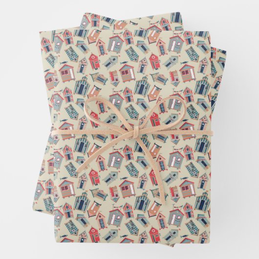 Beach Hut Pattern Inpakpapier Vel (In situ)