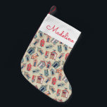 Beach Hut Pattern | Jouw namen toevoegen Kleine Kerstsok<br><div class="desc">Diverse meerkleurige buikhutpatronen | © en ® Bigstock® - Alle rechten voorbehouden.</div>