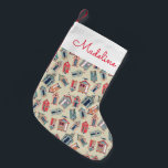 Beach Hut Pattern | Jouw namen toevoegen Kleine Kerstsok<br><div class="desc">Diverse meerkleurige buikhutpatronen | © en ® Bigstock® - Alle rechten voorbehouden.</div>