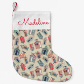Beach Hut Pattern | Jouw namen toevoegen Kleine Kerstsok (Voorkant)