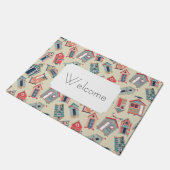 Beach Hut Pattern | Jouw tekst toevoegen Deurmat (Schuin)