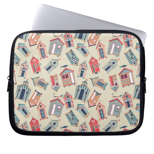 Beach Hut Pattern Laptop Sleeve (Voorkant)