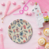 Beach Hut Pattern Papieren Bordje (Feest)
