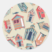 Beach Hut Pattern Ronde Sticker (Voorkant)