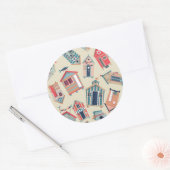 Beach Hut Pattern Ronde Sticker (Envelop)