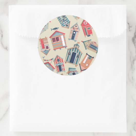 Beach Hut Pattern Ronde Sticker (Tas)
