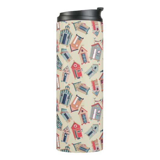 Beach Hut Pattern Thermosbeker (Gedraaid links)