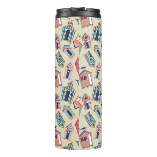 Beach Hut Pattern Thermosbeker (Achterkant)
