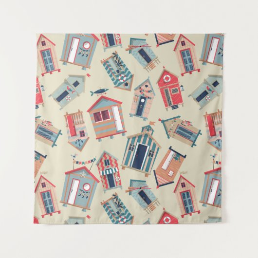 Beach Hut Pattern Wandkleed (Voorkant (horizontaal))