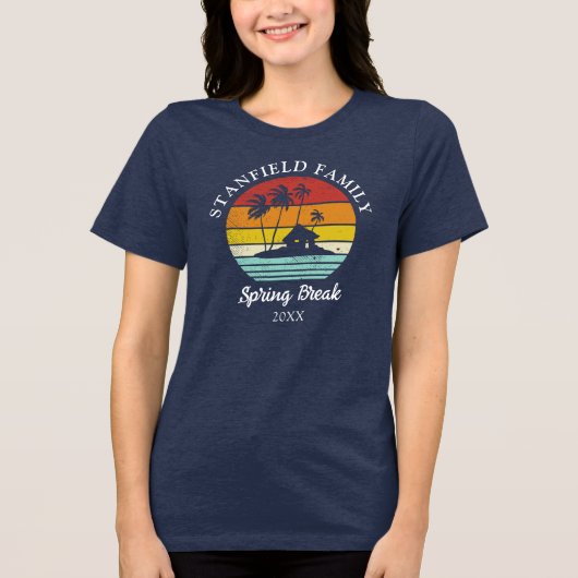 Beach Hut Spring Break Palm Trees Family Matching Tri-Blend Shirt (Voorkant)