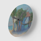 BEACH HUT Wall Clock Ronde Klok (Hoek)