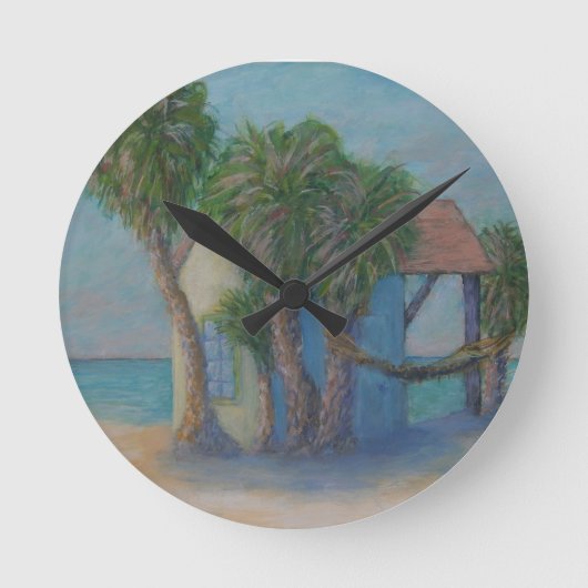 BEACH HUT Wall Clock Ronde Klok (Voorkant)