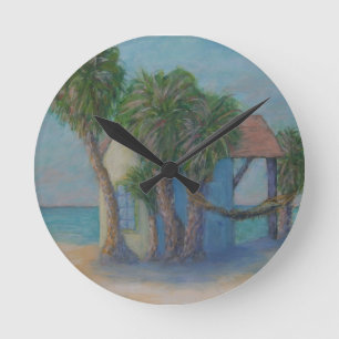 BEACH HUT Wall Clock Ronde Klok
