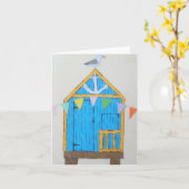 beach hut wenskaart kaart (Gele Bloem)