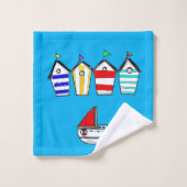 Beach Hut & zee Boat Bad Handdoek (Wasdoekje)