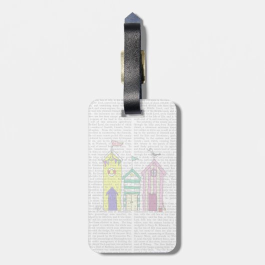 Beach Huts 1 Illustratie Bagagelabel (Achterkant verticaal)
