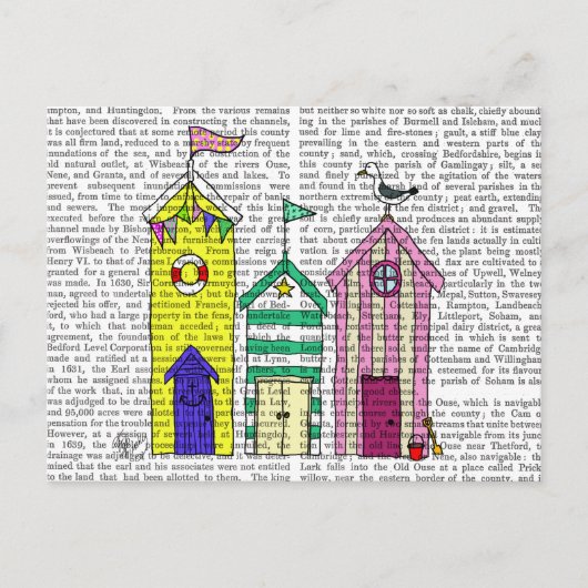 Beach Huts 1 Illustratie Briefkaart (Voorkant)