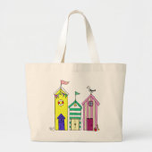 Beach Huts 1 Illustratie Grote Tote Bag (Voorkant)