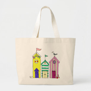 Beach Huts 1 Illustratie Grote Tote Bag