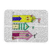 Beach Huts 1 Illustratie Magneet (Horizontaal)