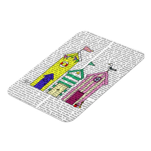Beach Huts 1 Illustratie Magneet (Linkerzijde)