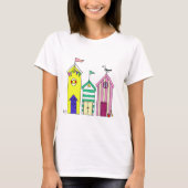 Beach Huts 1 Illustratie T-shirt (Voorkant)