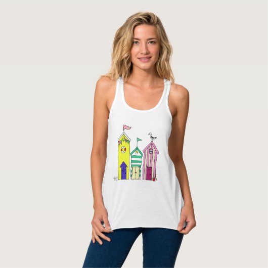 Beach Huts 1 Illustratie Tanktop (Volledige Voorkant)