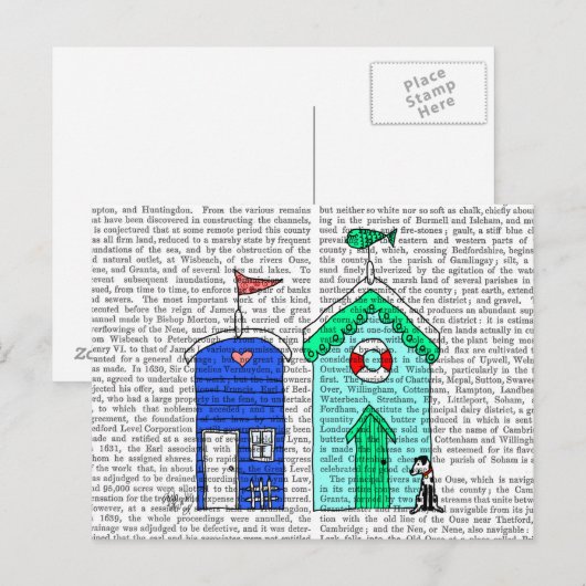 Beach Huts 2 Illustratie Briefkaart (Voorkant / Achterkant)