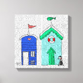 Beach Huts 2 Illustratie Canvas Afdruk (Voorkant)